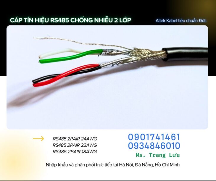 Cáp tín hiệu âm thanh chống nhiễu rs485 2 Pair 18awg/22awg/24awg