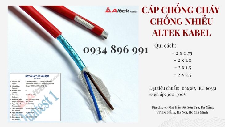 Dây Điện Chống Cháy Chống Nhiễu 2×1.0 Mm2, Bs6387, Iec 60331 Khánh Hòa, Gia Lai, Bình Định.