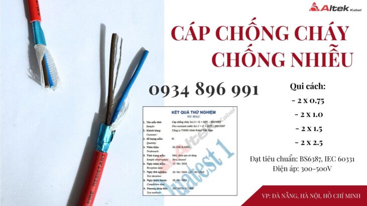 Cáp Chống Cháy Chống Nhiễu 2 Lõi Giao Ngay Cần Thơ, Đồng Nai, Long An.
