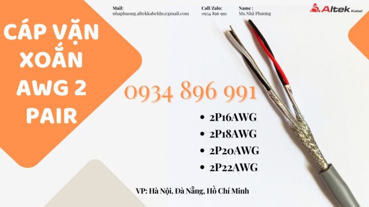 CÁP TÍN HIỆU VẶN XOẮN 2 PAIR 16 AWG ĐÀ NẴNG, HÀ NỘI, HỒ CHÍ MINH