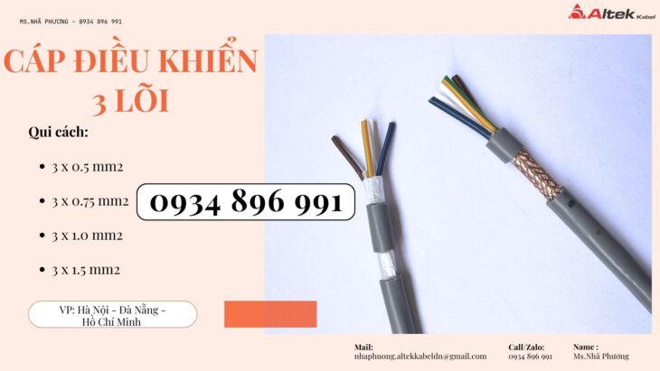 CÁP ĐIỀU KHIỂN 3 LÕI GIAO NGAY KHÁNH HÒA, GIA LAI, BÌNH ĐỊNH