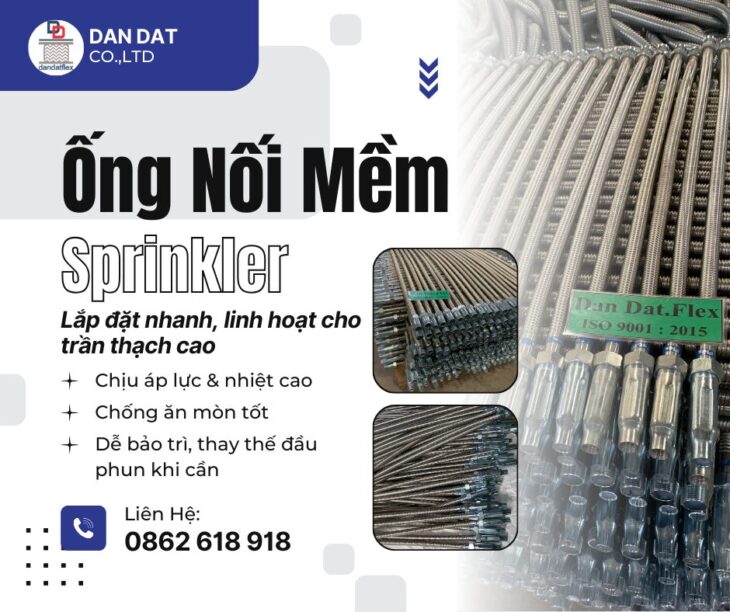 ống mềm sprinkler, ống mềm nối đầu phun sprinkler, ống mềm chữa cháy, ống mềm inox 304
