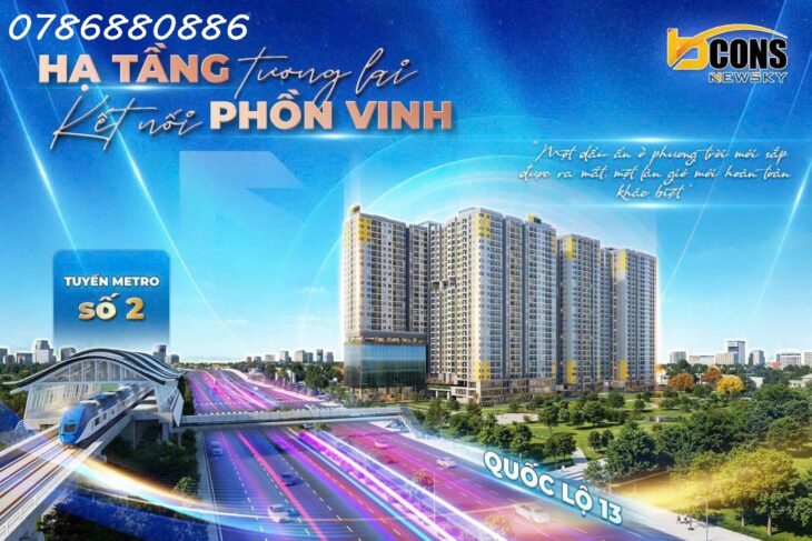 Bán căn 2PN 47M2 – 55M2 – 65M2 -75M2 Bcons Newsky vị trí mặt tiền QL 13