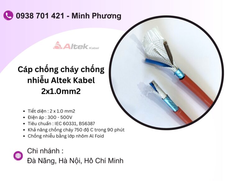 Cáp chống cháy chống nhiễu Altek Kabel 2×1.0mm2 chính hãng Đà Nẵng, Huế, Gia Lai