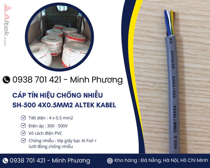 Cáp tín hiệu chống nhiễu SH-500 4×0.5mm2 Altek Kabel Đà Nẵng, Hải Phòng, Cần Thơ