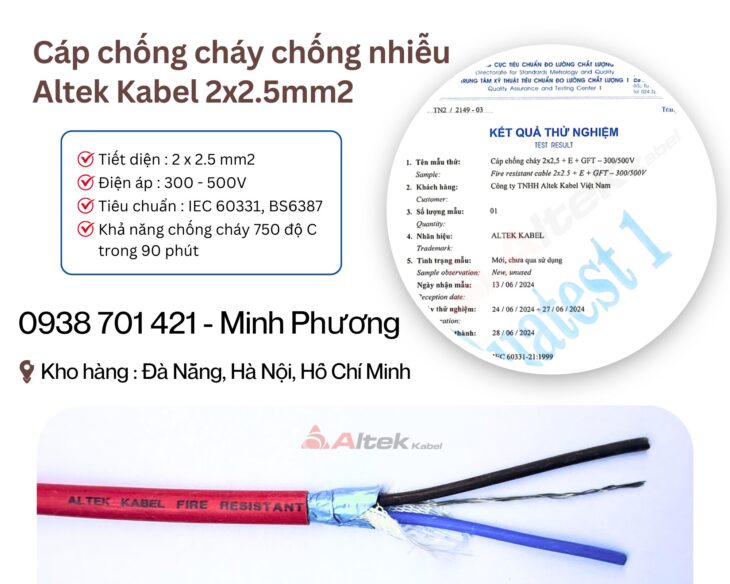 Cáp chống cháy chống nhiễu Altek Kabel 2×2.5mm2 tại ĐÀ NẴNG – HÀ NỘI – HỒ CHÍ MINH