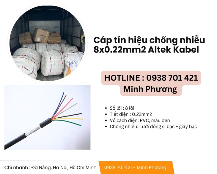 Cáp tín hiệu chống nhiễu 8×0.22mm2 Altek Kabel giao ngay Đà Nẵng, Hà Tĩnh, Thanh Hóa