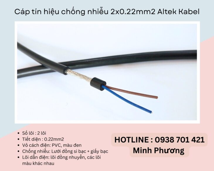 Cáp tín hiệu chống nhiễu 2×0.22mm2 Altek Kabel Đà Nẵng, Nghệ An, Hà Tĩnh