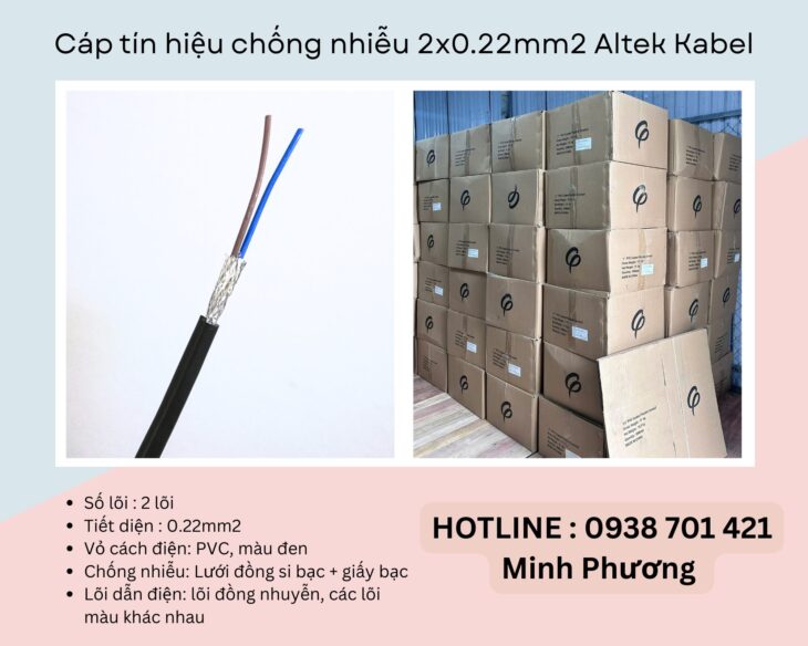 Cáp tín hiệu chống nhiễu 2×0.22mm2 Altek Kabel Đà Nẵng, Nghệ An, Hà Tĩnh