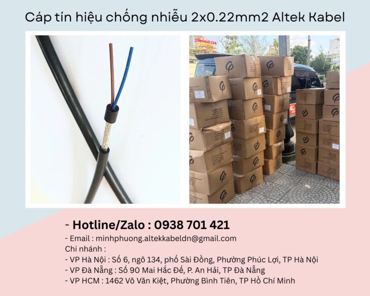 Cáp tín hiệu chống nhiễu 2×0.22mm2 Altek Kabel Đà Nẵng, Nghệ An, Hà Tĩnh