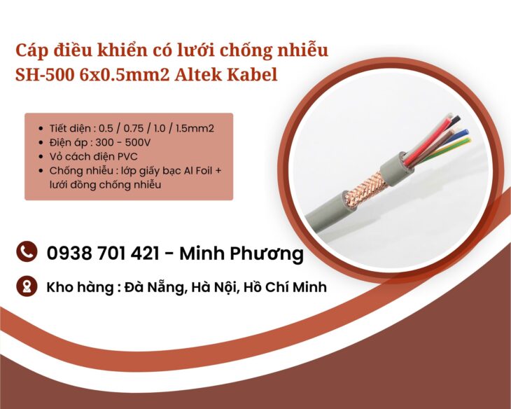 Cáp điều khiển có lưới chống nhiễu SH-500 6×0.5mm2 Altek Kabel Hà Nội, Huế, Quy Nhơn
