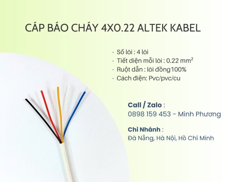 Cáp báo cháy 4×0.22mm2 Altek Kabel Đà Nẵng, Hà Nội, Quảng Ngãi