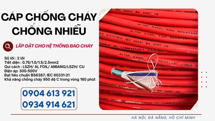 Dây tín hiệu báo cháy chống cháy chống nhiễu 2×1.0mm2 Altek Kabel