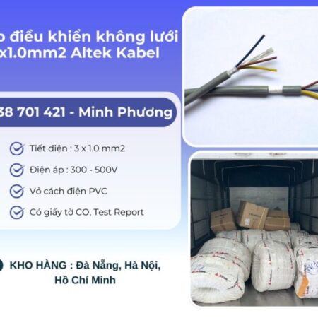 Cáp điều khiển không lưới 3×1.0mm2 Altek Kabel Phú Yên, Thanh Hóa, Gia Lai