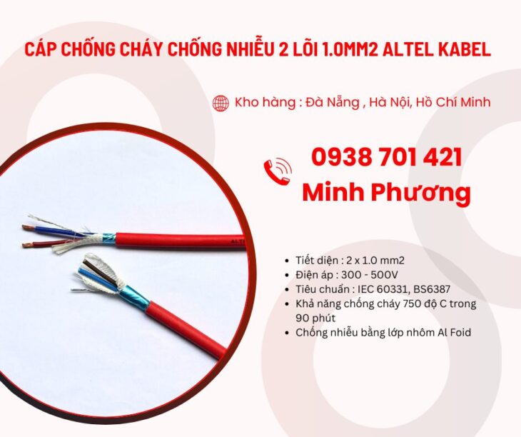Cáp chống cháy chống nhiễu 2 lõi 1.0mm2 Altel Kabel giao ngay – toàn quốc