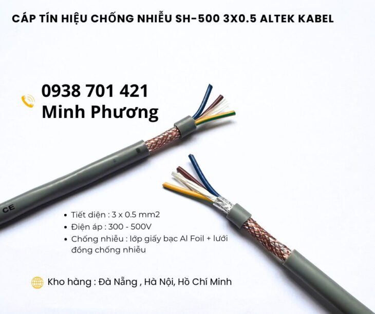 Cáp tín hiệu chống nhiễu SH-500 3×0.5 sẵn kho Đà Nẵng, Hà Nội, Hồ Chí Minh