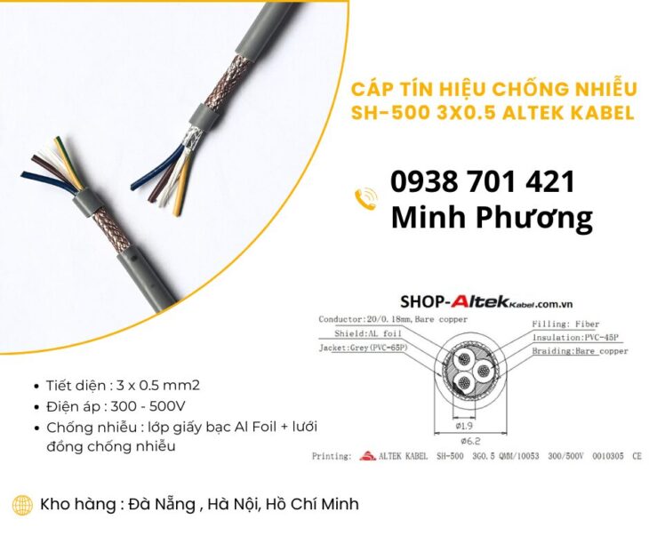 Cáp tín hiệu chống nhiễu SH-500 3×0.5 sẵn kho Đà Nẵng, Hà Nội, Hồ Chí Minh