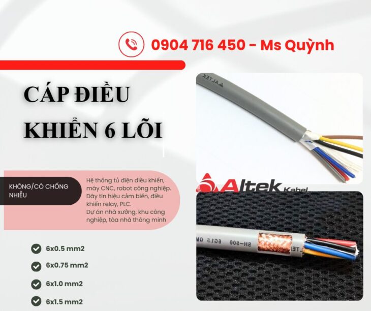 Cáp điều khiển Altek Kabel 6×0.5, 6×0.75, 6×1.0, 6×1.5 Đà Nẵng, Hà Nội, Bắc Ninh, Thanh Hóa, HảDương