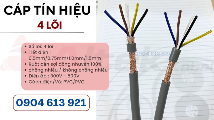 Cáp điều khiển RVV-RVVP 4×0.5/4×0.75/4×1.0/4×1.5 Altek Kabel – phân phối tại Hà Nội