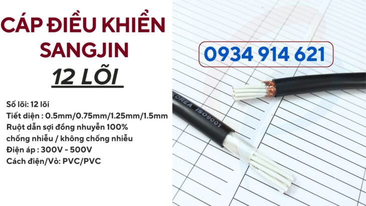 Cáp điều khiển Sangjin 12 lõi 12×0.5/12×0.75/12×1.25/12×1.5 – phân phối HCM