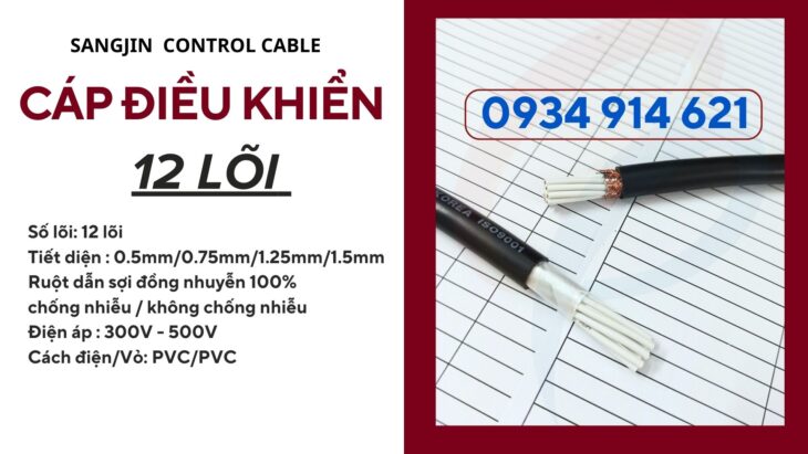 Cáp điều khiển Sangjin 12 lõi 12×0.5/12×0.75/12×1.25/12×1.5 – phân phối HCM