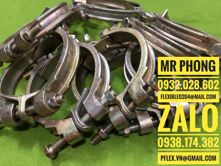 Kẹp ống chịu tải bulong đôi-Đai thép chịu tải có bulong siết ống mềm- cùm siết có bulong