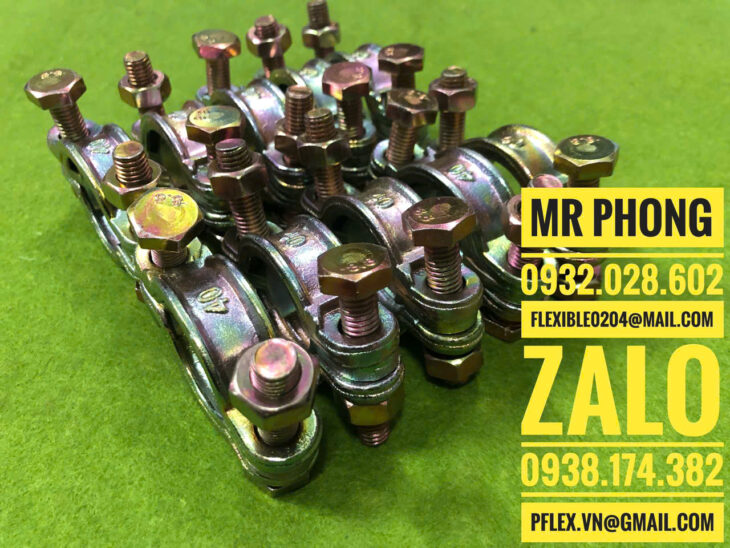 Kẹp ống chịu tải bulong đôi-Đai thép chịu tải có bulong siết ống mềm- cùm siết có bulong