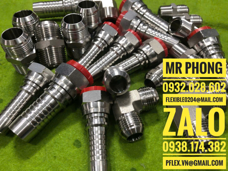 đầu bấm ống thủy lực- đầu cos bấm ống dầu thủy lực-đầu ren inox bấm ống thủy lực- áo inox bấm ống