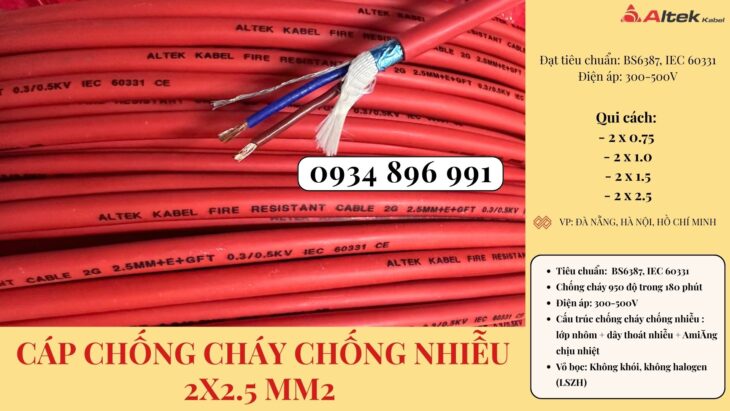 Dây Chống Cháy Chống Nhiễu 2×2.5 Mm2 Giao Ngay Cần Thơ, Long An, Vũng Tàu