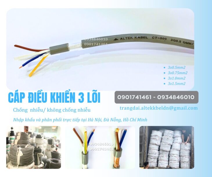 Cáp điều khiển 3×0.5, 3×0.75, 3×1.0, 3×1.5 Altek Kabel chính hãng giá xưởng