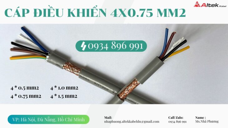 Cáp Điều Khiển 4×0.75 mm² Sẵn Hà Nội, Hưng Yên, Bắc Ninh