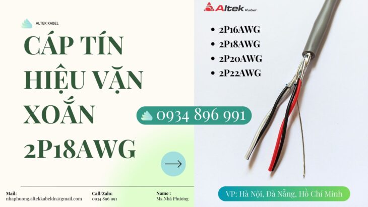 Cáp vặn xoắn 2 Pair 18 AWG – Có sẵn kho Hà Nội, Bắc Ninh, Hưng Yên