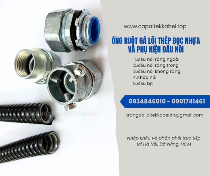Ống ruột gà lõi thép bọc nhựa ½ (Phi 20) Hà Nội, Đà Nẵng, HCM