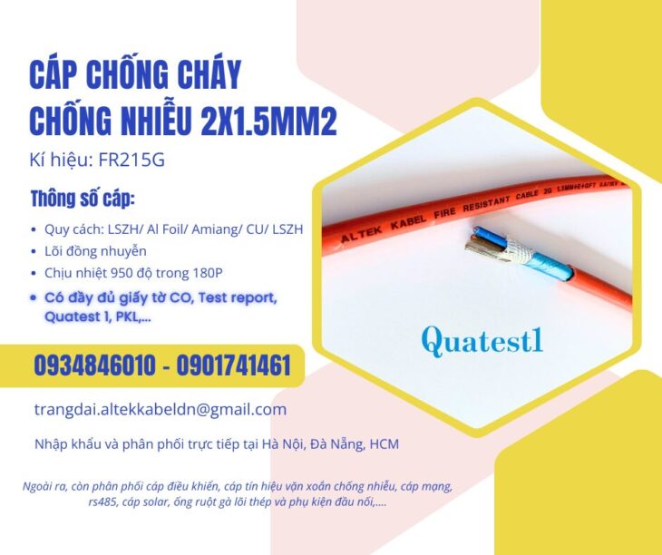 Cáp tín hiệu FR 2×1.5 chống cháy chống nhiễu Altek Kabel