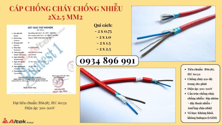 Dây Chống Cháy Chống Nhiễu 2×2.5 Mm2 Giao Ngay Cần Thơ, Long An, Vũng Tàu