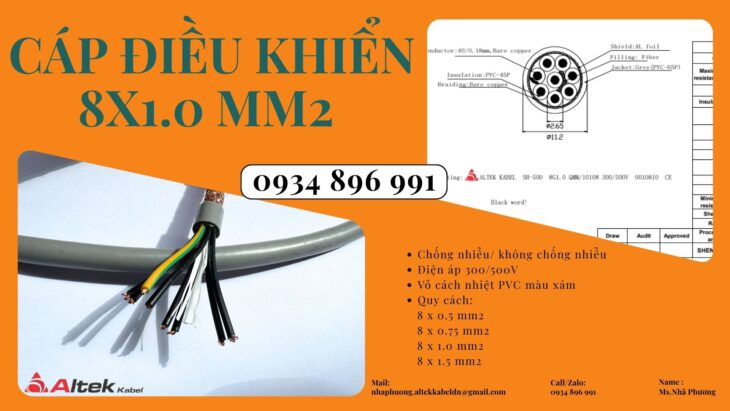 Cáp Điều Khiển 8 x 0.75mm² phân phối tại Thanh Hóa, Hải Phòng, Quảng Bình