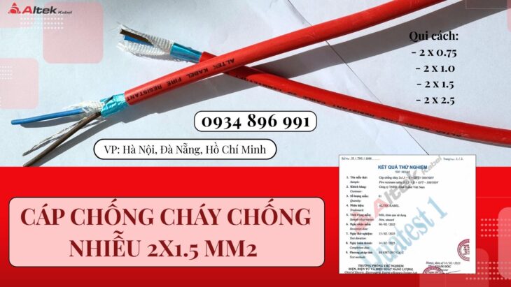 Cáp Chống Cháy Chống Nhiễu 2×1.5 Mm2 Sẵn Quảng Nam, Quảng Ngãi, Bình Định.