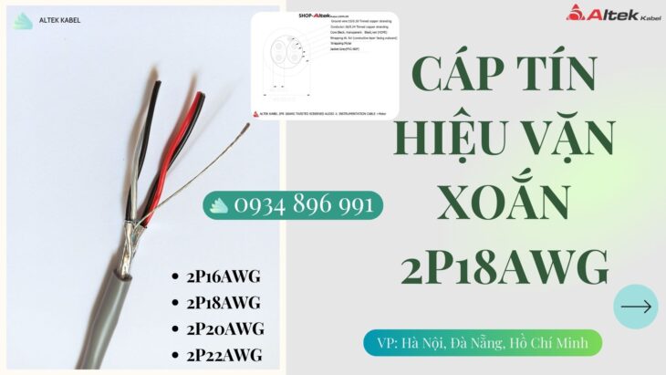 Cáp vặn xoắn 2 Pair 18 AWG – Có sẵn kho Hà Nội, Bắc Ninh, Hưng Yên