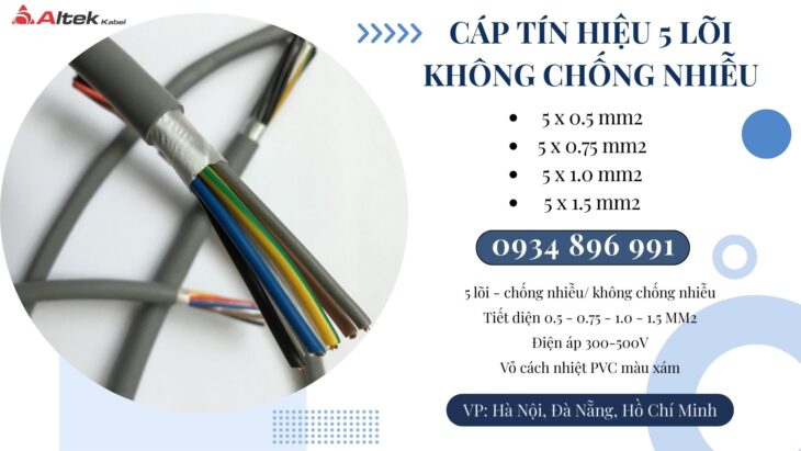 Cáp Tín Hiệu 5 Lõi Không Chống Nhiễu Hệ Thống Tự Động Hóa