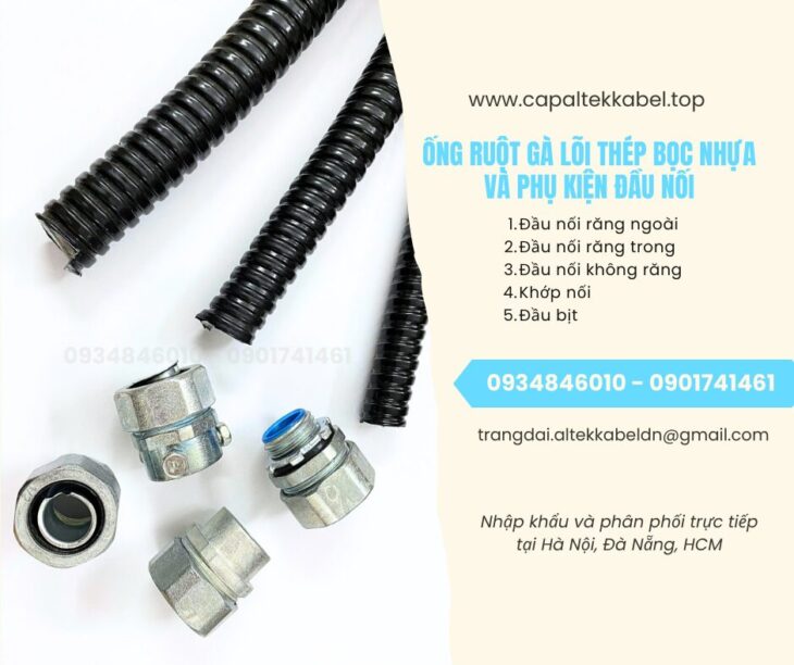 Ống ruột gà lõi thép bọc nhựa ½ (Phi 20) Hà Nội, Đà Nẵng, HCM