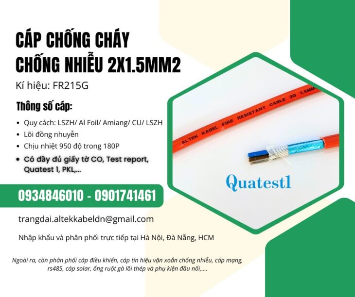 Cáp tín hiệu FR 2×1.5 chống cháy chống nhiễu Altek Kabel
