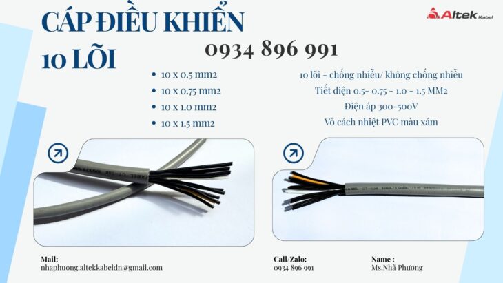 Cáp Điều Khiển 10×0.75 Có Sẵn Nghệ An, Hà Tĩnh, Thanh Hóa
