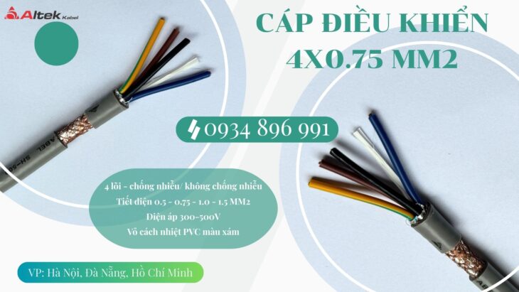 Cáp Điều Khiển 4×0.75 mm² Sẵn Hà Nội, Hưng Yên, Bắc Ninh