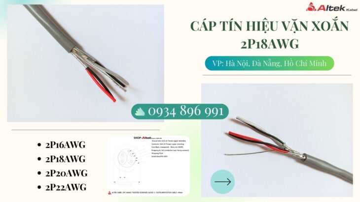 Cáp vặn xoắn 2 Pair 18 AWG – Có sẵn kho Hà Nội, Bắc Ninh, Hưng Yên