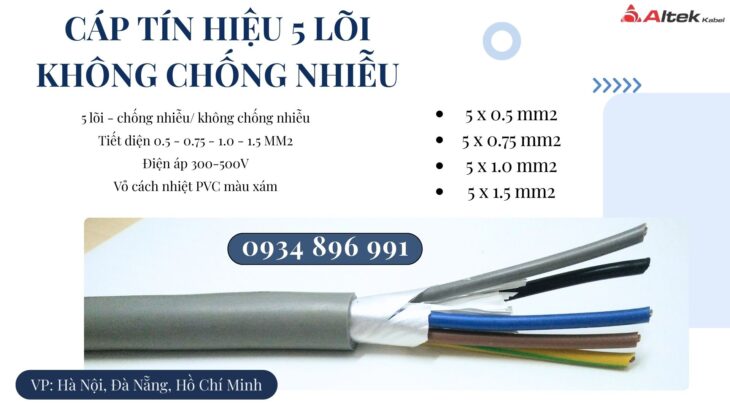 Cáp Tín Hiệu 5 Lõi Không Chống Nhiễu Hệ Thống Tự Động Hóa