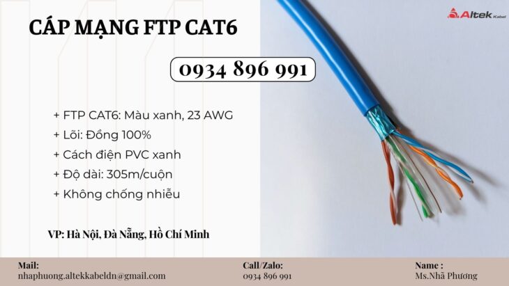 CÁP TRUYỀN THÔNG FTP CAT 6 – 23AWG YÊN BÁI, QUẢNG NINH, HẢI DƯƠNG