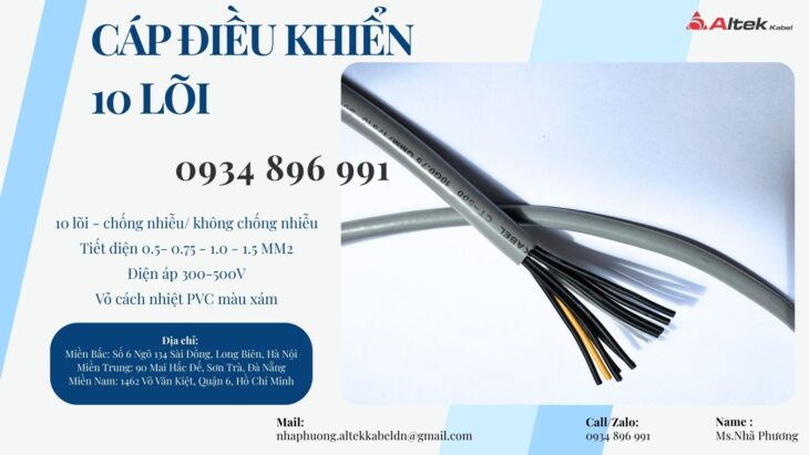 Cáp Điều Khiển 10×0.75 Có Sẵn Nghệ An, Hà Tĩnh, Thanh Hóa