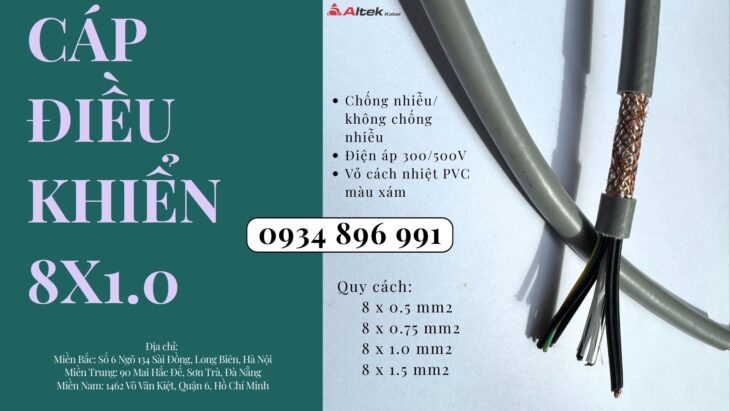 Cáp Điều Khiển 8 x 0.75mm² phân phối tại Thanh Hóa, Hải Phòng, Quảng Bình