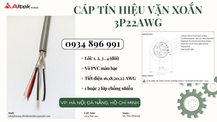 Cáp tín hiệu vặn xoắn 3 Pair 18 AWG – Cung cấp Vĩnh Phúc, Phú Thọ, Tuyên Quang