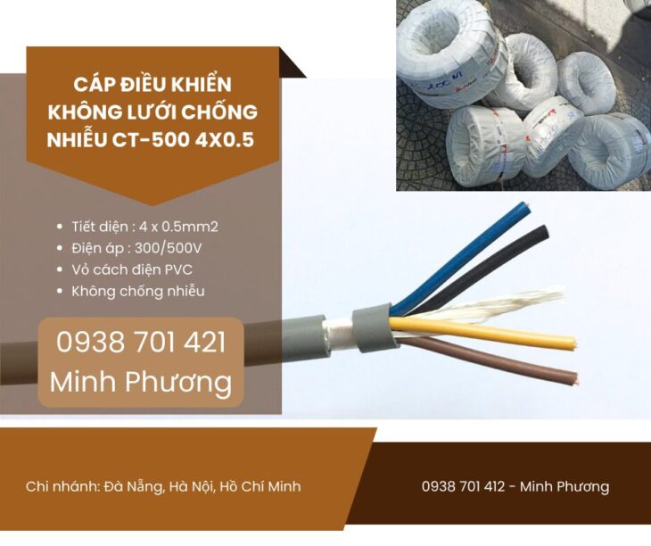 Cáp điều khiển không lưới chống nhiễu CT-500 4×0.5 Huế, Quảng Nam, Khánh Hòa